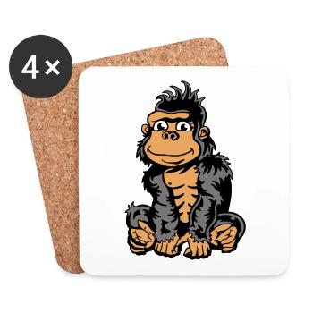 Niedlicher handgezeichneter Gorillae – farbig - Untersetzer (4er-Set) - Weiß - Vorne