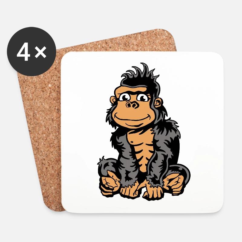 Niedlicher handgezeichneter Gorillae – farbig - Untersetzer (4er-Set) - Weiß