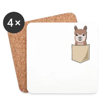 Alpaca Lama In Breast Bag Print Gift Camel - Coasters (set of 4) - white - Front
