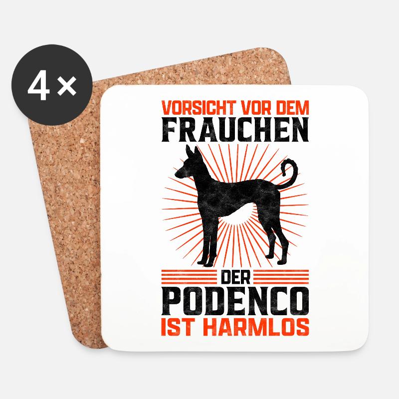Podenco Frauchen spanischer Jagdhund Spruch - Untersetzer (4er-Set) - Weiß