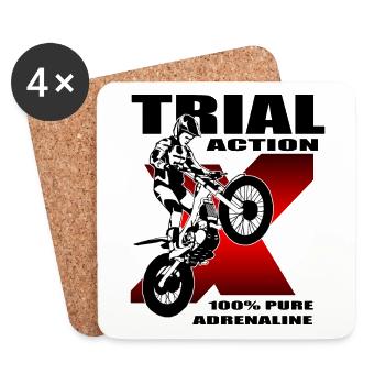 Trial - Trialsport - Moto Trial - Motorcycle Trial - Dessous de verre (lot de 4) - blanc - Devant