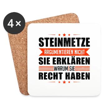 Steinmetze argumentieren nicht Steinbildhauer - Untersetzer (4er-Set) - Weiß - Vorne