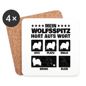 Wolfsspitz Zuhause ist deutscher Spitz Spruch - Untersetzer (4er-Set) - Weiß - Vorne