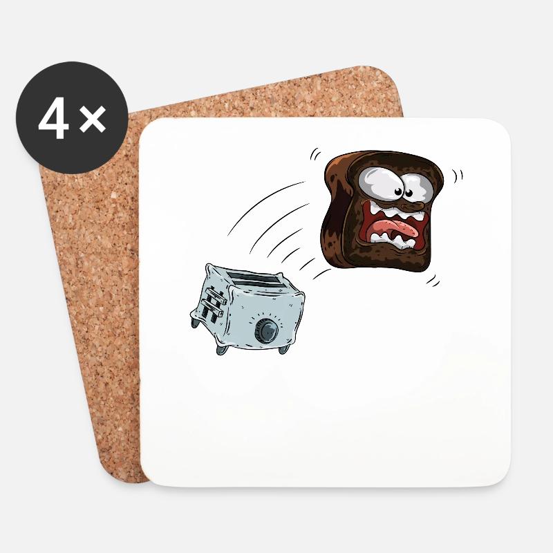 Toast Frühstück - Untersetzer (4er-Set) - Weiß