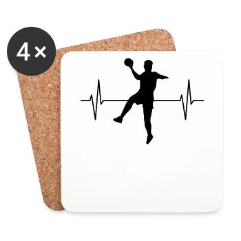Handballer Heartbeat Handball Gift Men - Coasters (set of 4) - white - Front