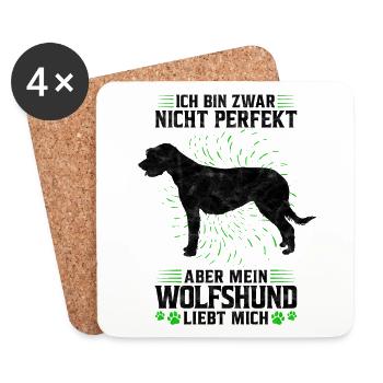 Mein Irischer Wolfshund liebt mich Spruch - Untersetzer (4er-Set) - Weiß - Vorne