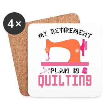 Mon plan de retraite est Le Quilten De La Couture De - Dessous de verre (lot de 4) - blanc - Devant
