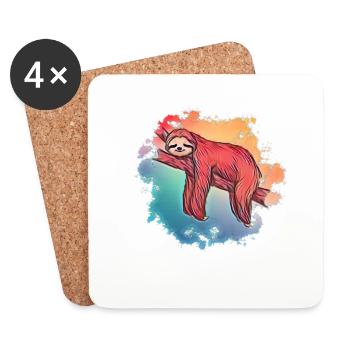 Paresseux - Dessous de verre (lot de 4) - blanc - Devant