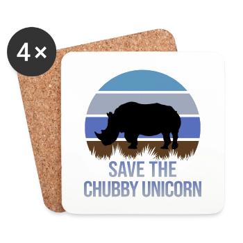 Speichern Sie die Chubby Einhorn lustige Rhino Chibby Einhorn - Untersetzer (4er-Set) - Weiß - Vorne