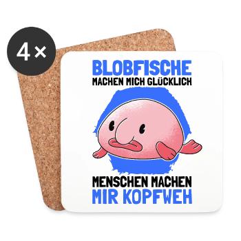 Blobfische machen mich glücklich hässlicher Fisch - Untersetzer (4er-Set) - Weiß - Vorne