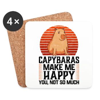 Capybaras machen glücklich Wasserschwein Spruch - Untersetzer (4er-Set) - Weiß - Vorne