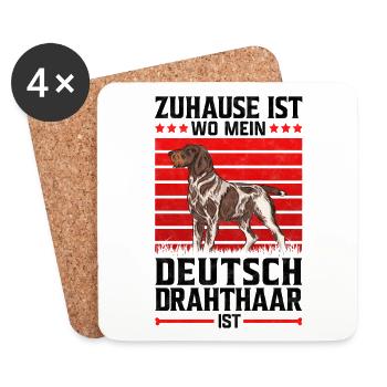 Zuhause ist wo mein Deutsch Drahthaar ist Spruch - Untersetzer (4er-Set) - Weiß - Vorne