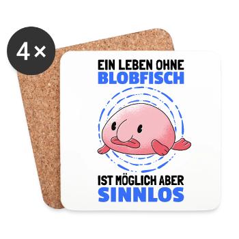 Leben ohne Blobfisch hässlicher Fisch Humor - Untersetzer (4er-Set) - Weiß - Vorne