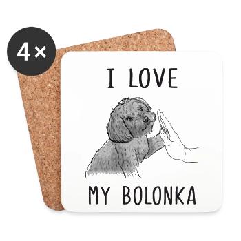 I Love My Bolonka Zwetna Papa Bolonka Mama - Untersetzer (4er-Set) - Weiß - Vorne