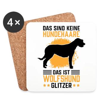 Das ist Irischer Wolfshund Glitzer Windhund Spruch - Untersetzer (4er-Set) - Weiß - Vorne