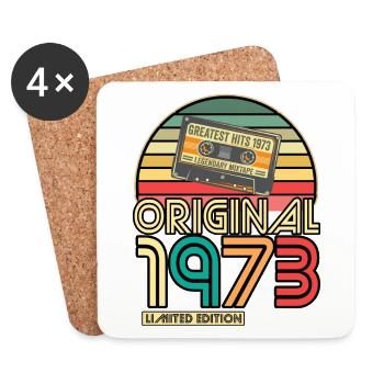 Cassette Tape Retro Vintage 1973 geboren Jahr 1973 - Untersetzer (4er-Set) - Weiß - Vorne