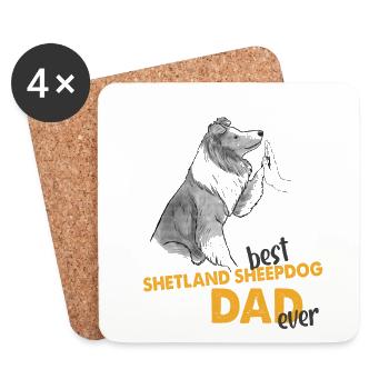 Best Shetland Sheepdog Dad Ever Sheltie Papa - Untersetzer (4er-Set) - Weiß - Vorne