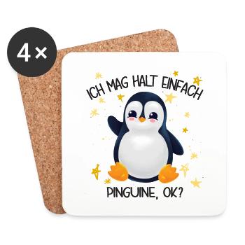 Ich mag halt einfach Pinguine ok - Untersetzer (4er-Set) - Weiß - Vorne