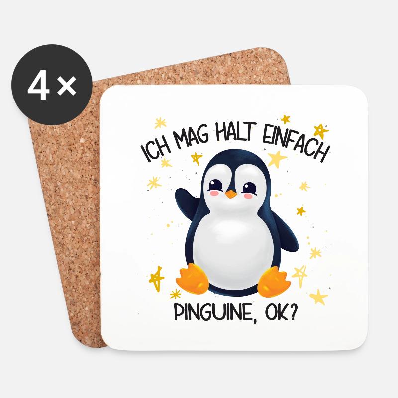 Ich mag halt einfach Pinguine ok - Untersetzer (4er-Set) - Weiß