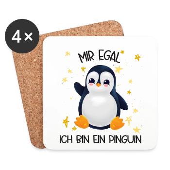 Mir egal ich bin ein Pinguin - Untersetzer (4er-Set) - Weiß - Vorne