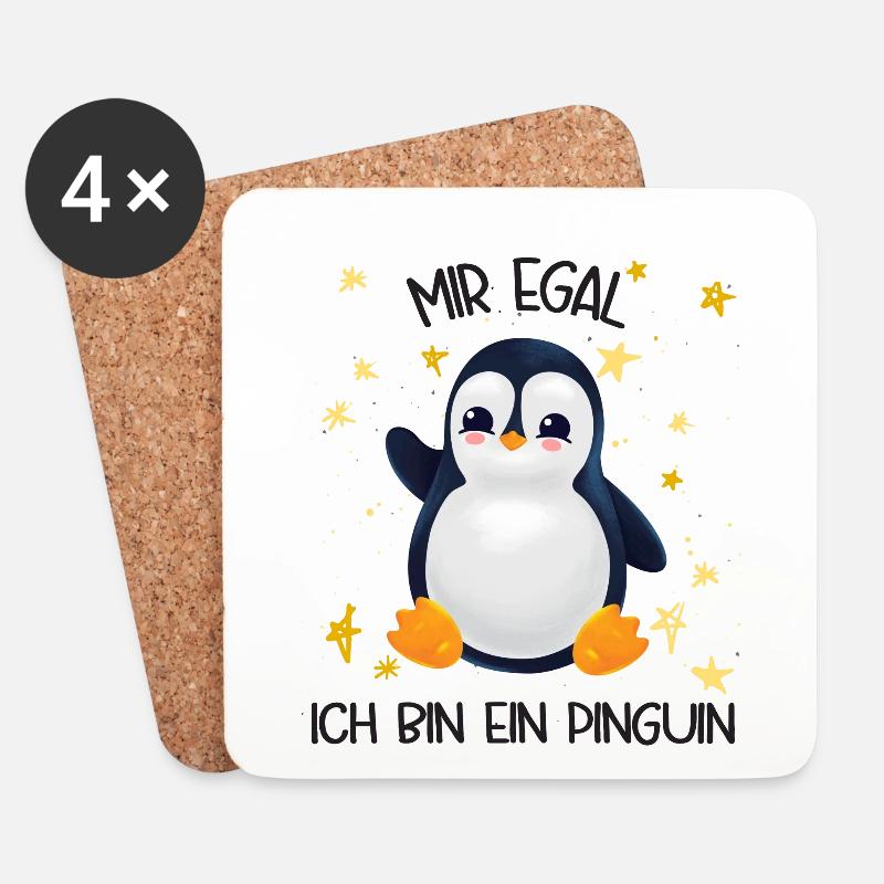 Mir egal ich bin ein Pinguin - Untersetzer (4er-Set) - Weiß