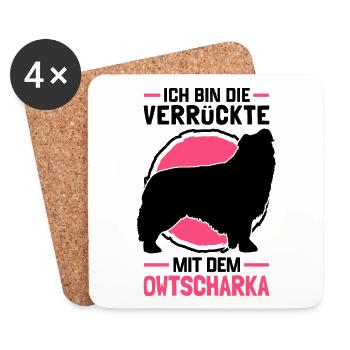 Verrückte mit Kaukasischer Owtscharka Kaukase - Untersetzer (4er-Set) - Weiß - Vorne
