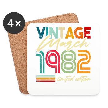 Retro Vintage geboren 1982 Geburtstag March 1982 - Untersetzer (4er-Set) - Weiß - Vorne