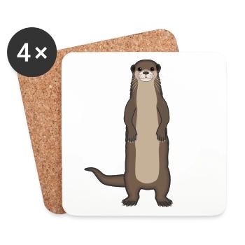 Loutre Loutre Drôle de martre d’eau - Dessous de verre (lot de 4) - blanc - Devant