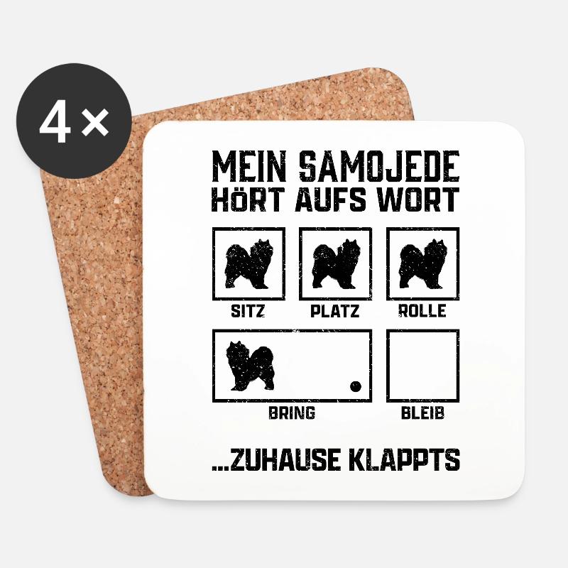 Samojede Hundetricks Schlittenhund Samojedenspitz - Untersetzer (4er-Set) - Weiß