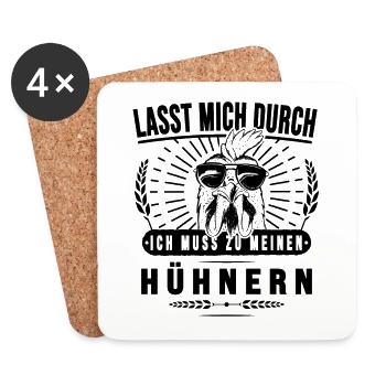 Hühner Hühnern Lustiges Huhn mit Sonnenbrille - Untersetzer (4er-Set) - Weiß - Vorne
