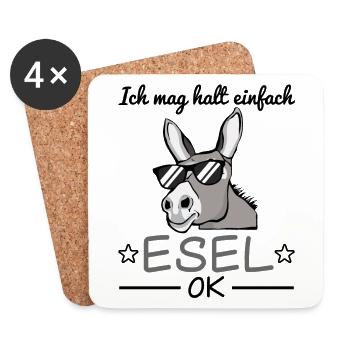 Esel Sonnenbrille Lustiger Spruch Geschenkidee - Untersetzer (4er-Set) - Weiß - Vorne