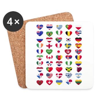 Flags of the countries heart shape - Coasters (set of 4) - white - Front