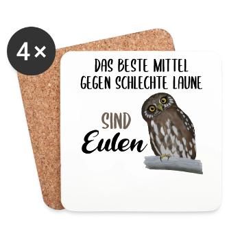 Eule Süßer Uhu Vogel Lustiger Spruch Geschenk - Untersetzer (4er-Set) - Weiß - Vorne