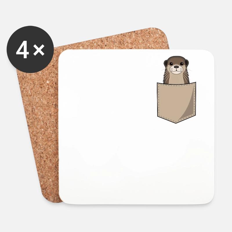 Otter Fischotter In Brusttasche Print Zoo Geschenk - Untersetzer (4er-Set) - Weiß