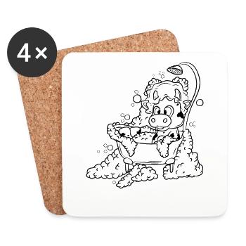 Cow in the bathtub - Coasters (set of 4) - white - Front