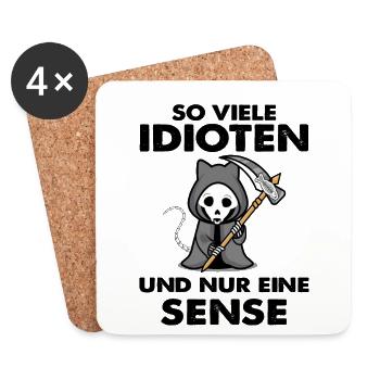 Katze So viele Idioten und nur eine Sense - Untersetzer (4er-Set) - Weiß - Vorne