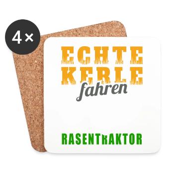 Echte Kerle fahren Rasentraktor Aufsitzmäher - Untersetzer (4er-Set) - Weiß - Vorne