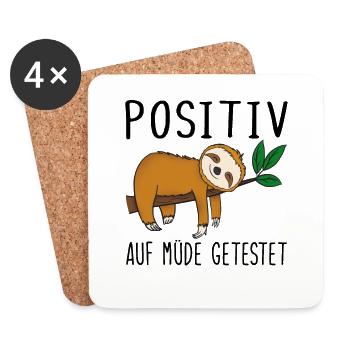 Faultier Positiv auf müde getestet - Untersetzer (4er-Set) - Weiß - Vorne