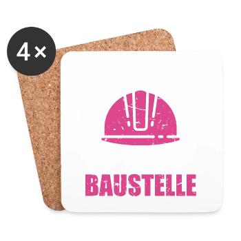 Bauherrin Keine Zeit ich muss auf die Baustelle - Untersetzer (4er-Set) - Weiß - Vorne