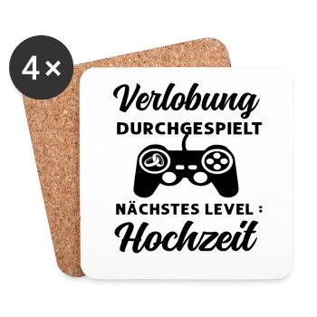 Hochzeit Gaming Junggesellenabschied - Untersetzer (4er-Set) - Weiß - Vorne