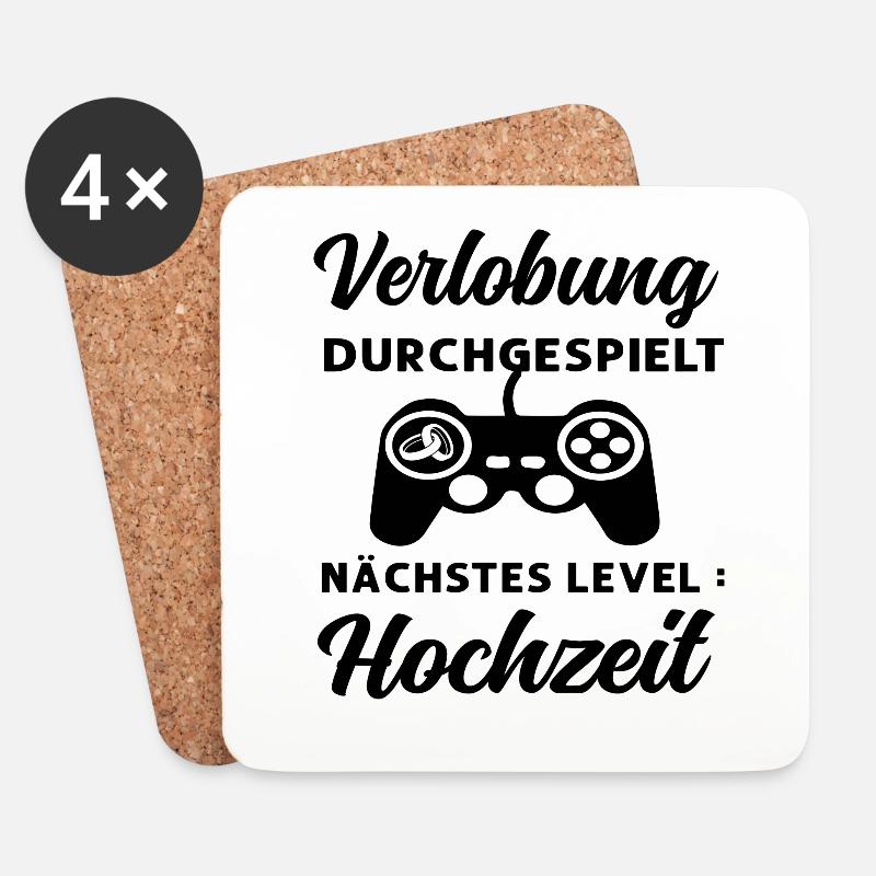 Hochzeit Gaming Junggesellenabschied - Untersetzer (4er-Set) - Weiß