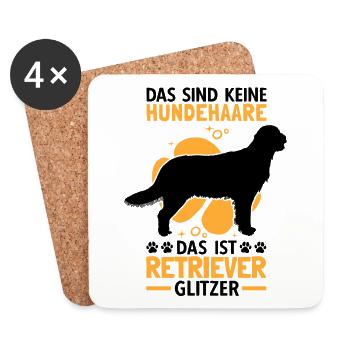 Das ist Flat Coated Retriever Glitzer - Untersetzer (4er-Set) - Weiß - Vorne