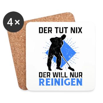 Gebäudereiniger tut nix Fensterputzer Putzkraft - Untersetzer (4er-Set) - Weiß - Vorne