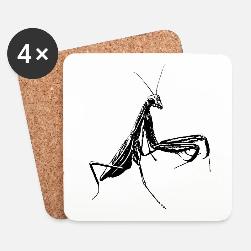 Gottesanbeterin / Fangheuschrecke / Mantis Insekt - Untersetzer (4er-Set) - Weiß