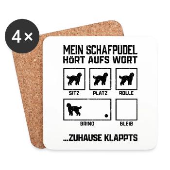 Schafpudel Hundetricks altdeutscher Hütepudel - Untersetzer (4er-Set) - Weiß - Vorne