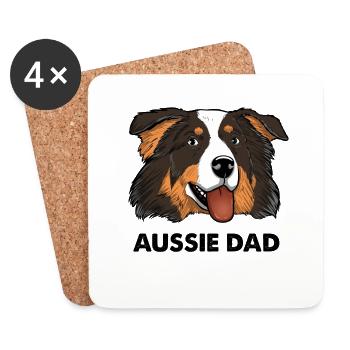 Aussie Dad Australian Shepherd Papa - Untersetzer (4er-Set) - Weiß - Vorne
