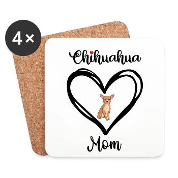 Chihuahua Mom Heart Chihuahua Mama - Coasters (set of 4) - white - Front