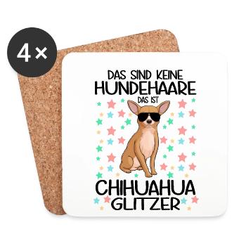 Das sind keine Hundehaare Chihuahua Glitzer - Untersetzer (4er-Set) - Weiß - Vorne