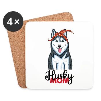 Husky Mama Siberian Husky Mom - Untersetzer (4er-Set) - Weiß - Vorne