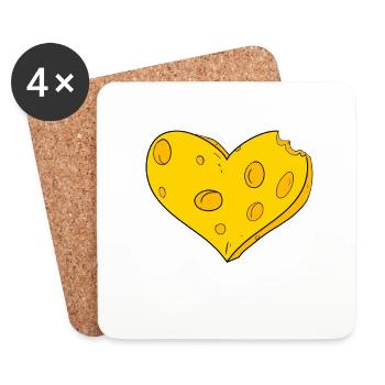 Cheese Heart - Coasters (set of 4) - white - Front